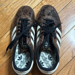 Adidas Snakeskin Pattern Sneakers with Black and White Stripes